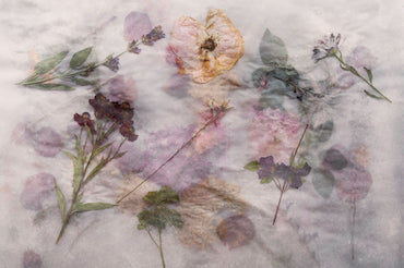 Floating Flowers I - Framed Hand-Waxed Mixed Media Fine Art Print